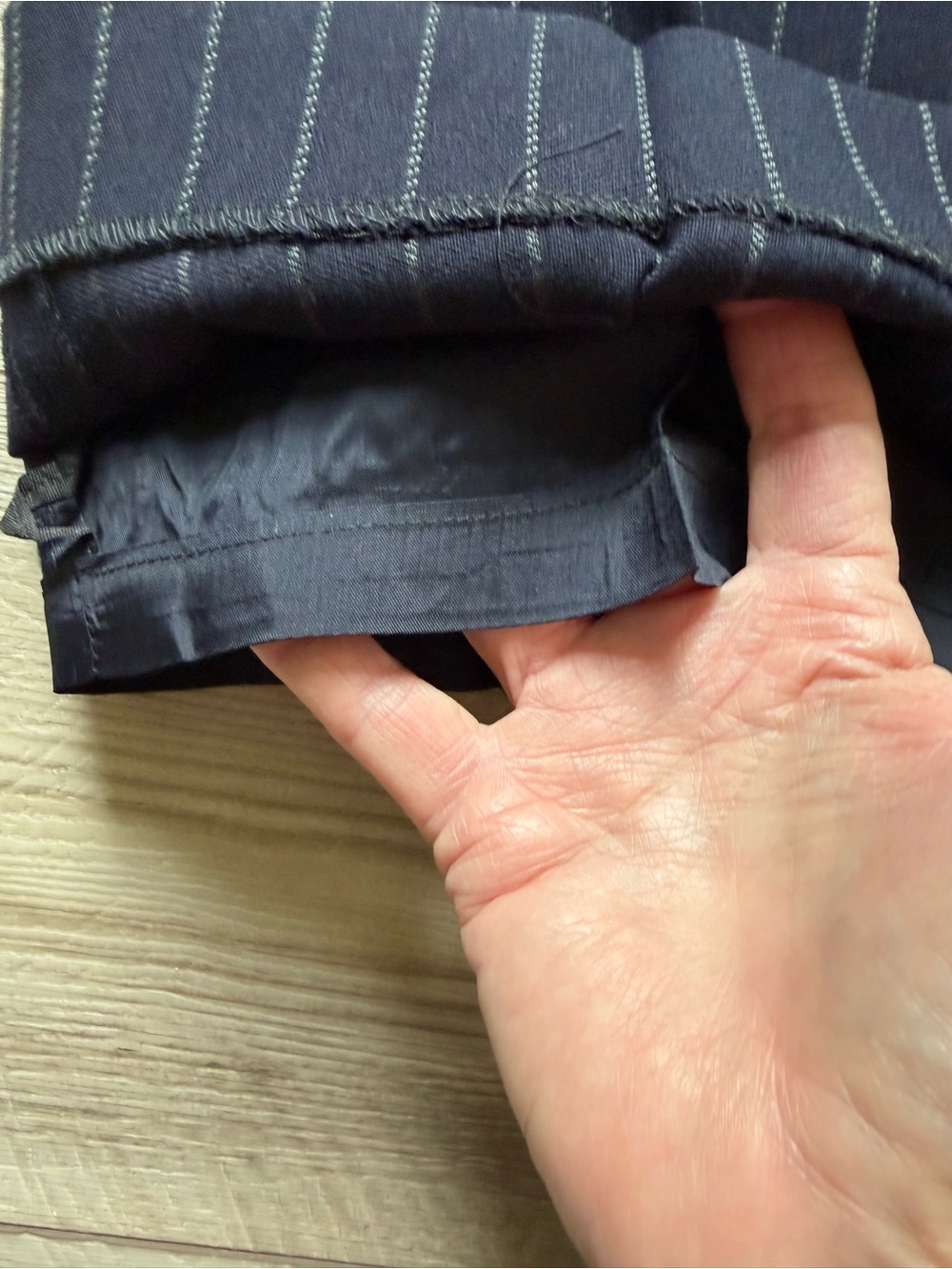 Lauren Ralph Lauren Women’s Navy Wool Pinstriped Trouser Pants Size 16W - Picture 8 of 15